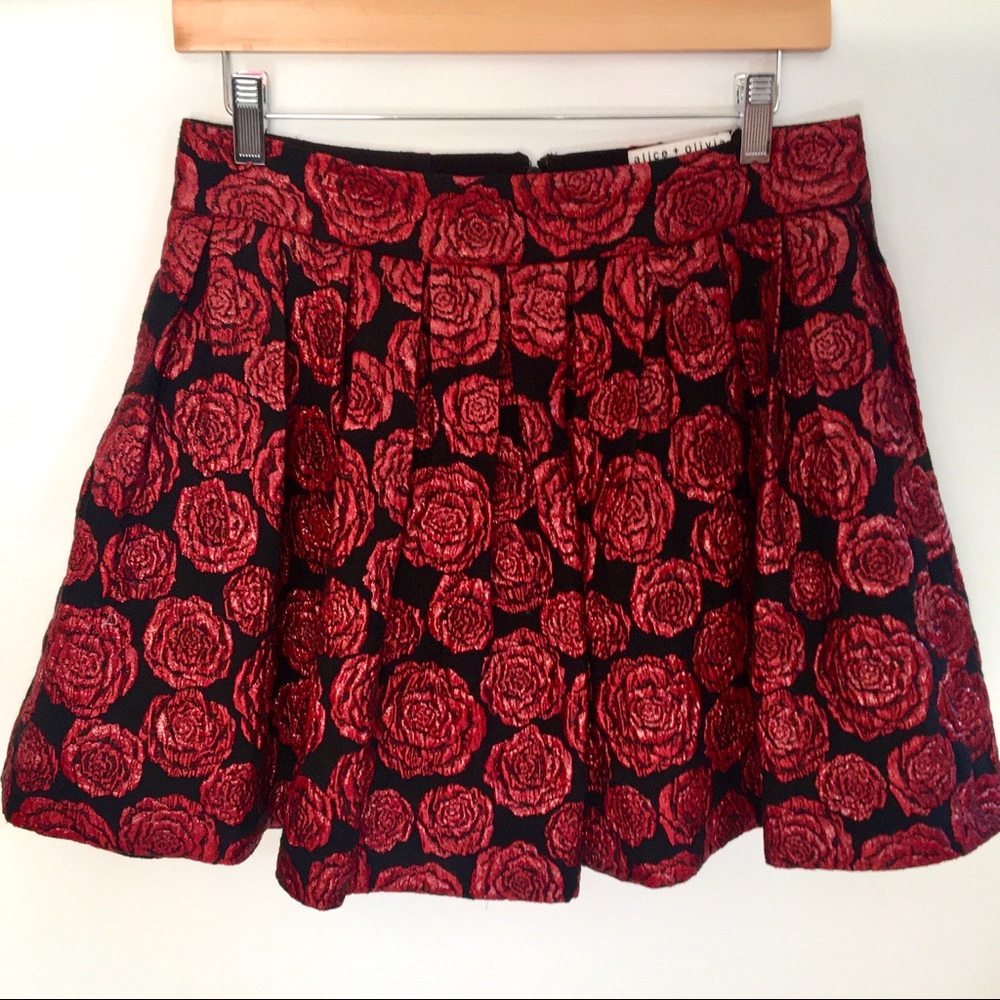 Alice+Olivia Skirt Fizer Box Pleat Rose Mini Skirt